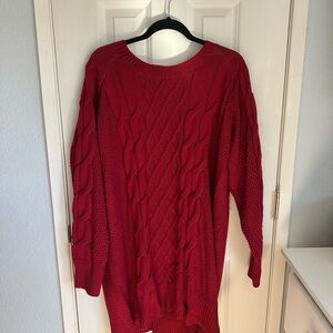 Women's Red Cable Knit Sweater